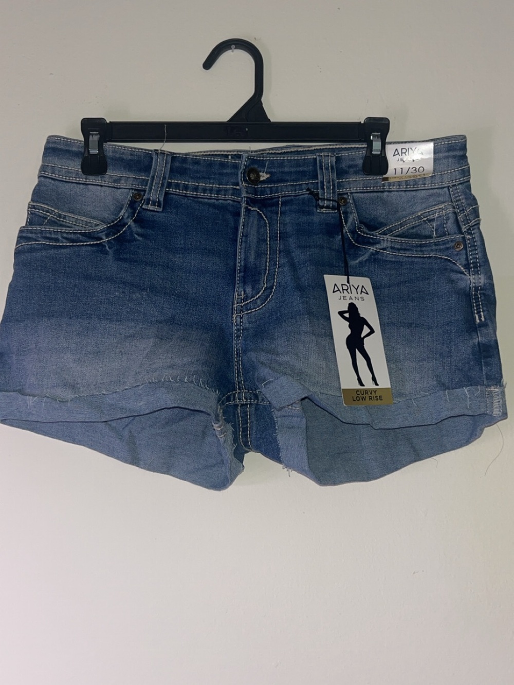 Ariya Distressed Short Denim Cutoffs in Blue